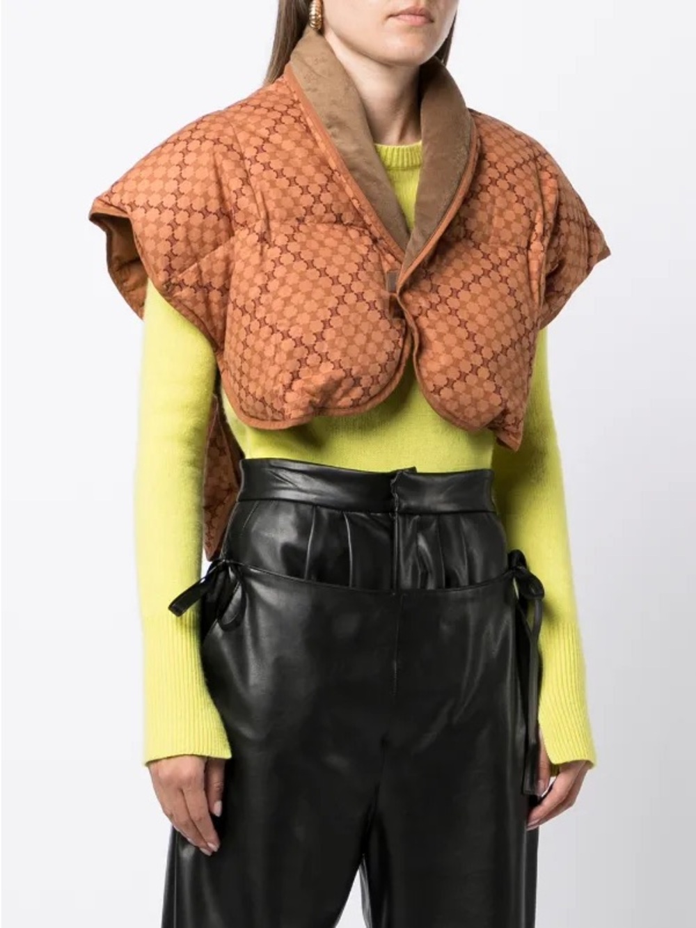 Celine Quilted Cropped Puffer Capelet - Picture 3 of 7